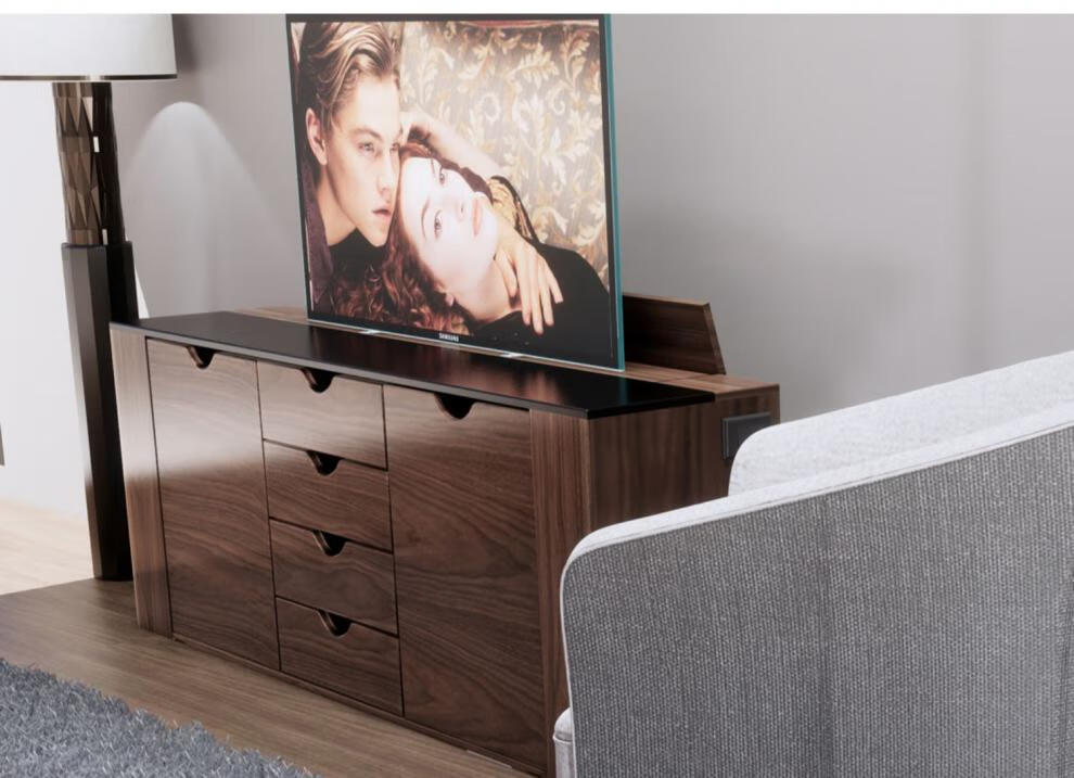 隐形升降电视柜升降电视柜智能苏明玉电动隐形大理石板组合多功能简约