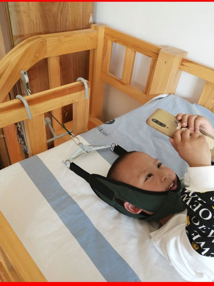 儿童颈椎牵引带枕颌拉伸器床头牵引架滑轮挂重物脖子脖套吊带 儿童