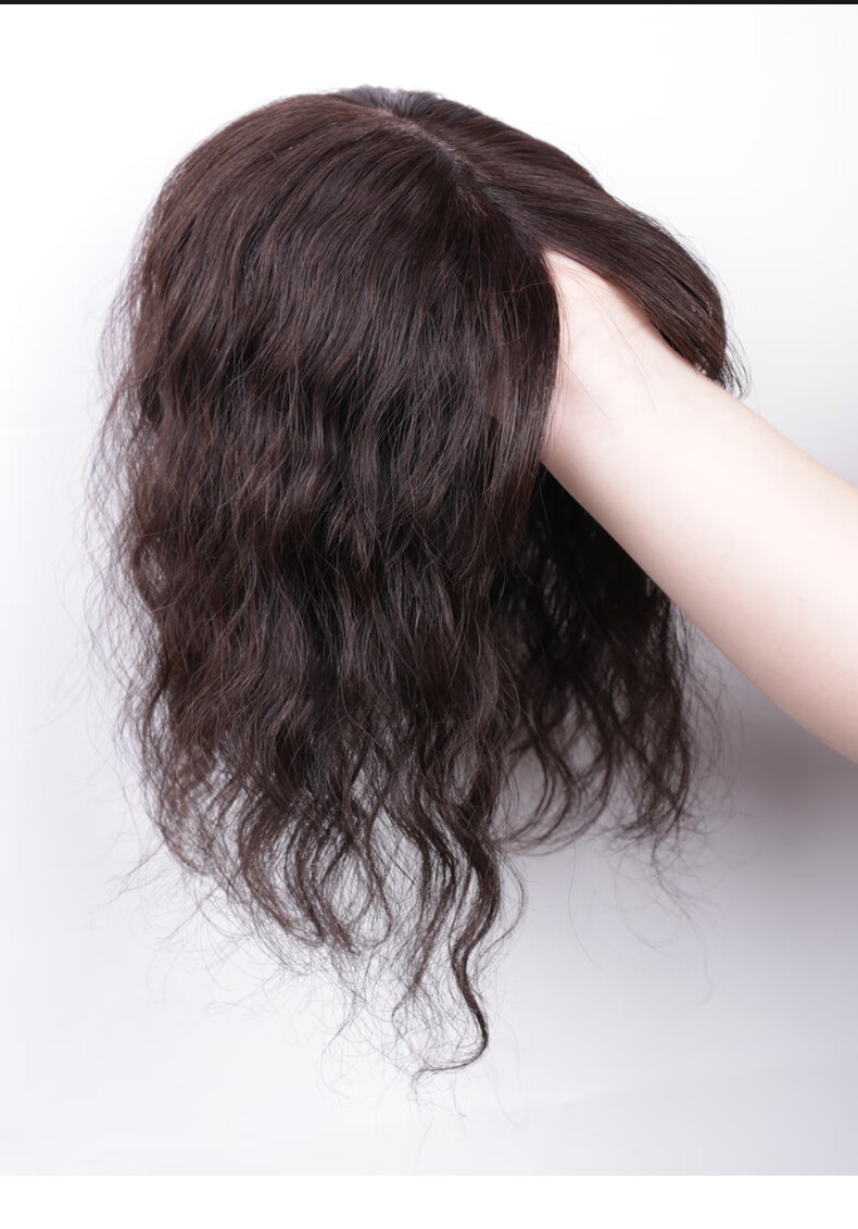 2022新款假发片女头顶水波纹发顶蓬松遮盖白发假发片补发块真发微卷发