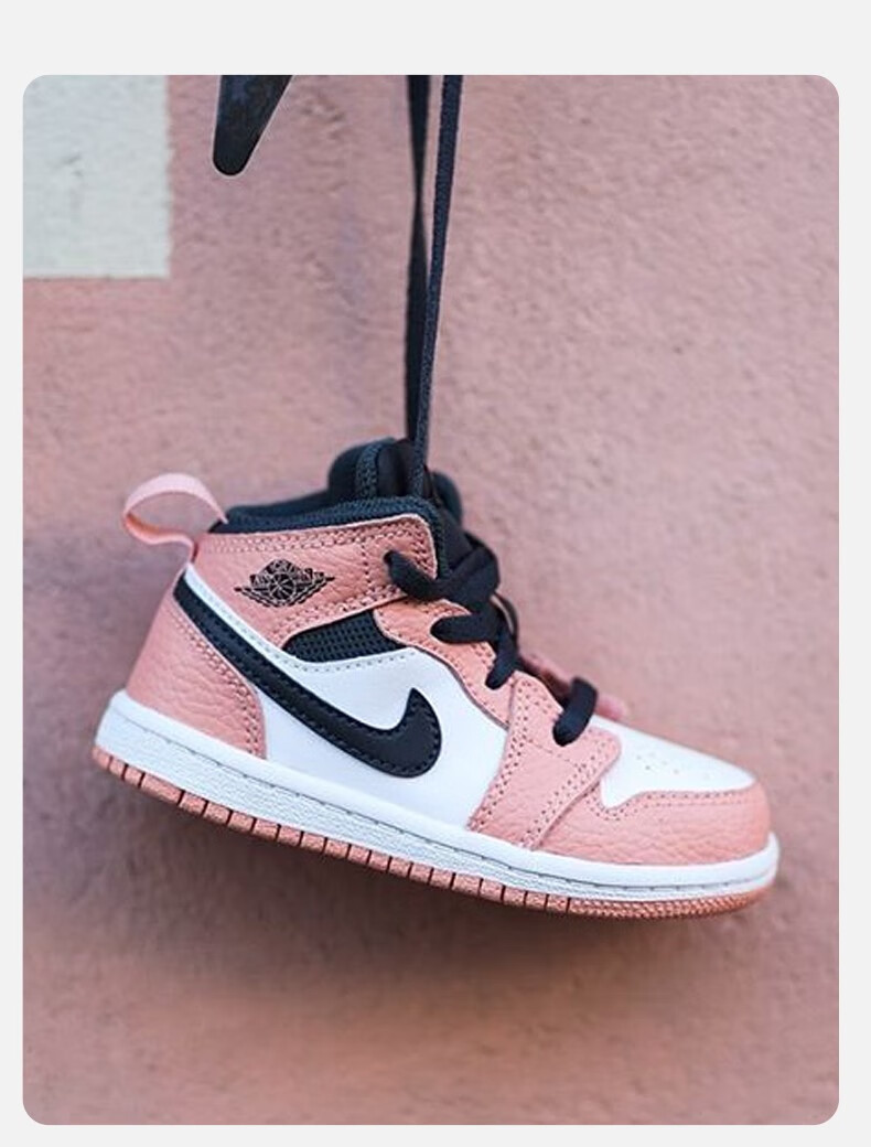 耐克air jordan 1 aj1 mid pink quartz 黑白粉樱花粉脚趾555112