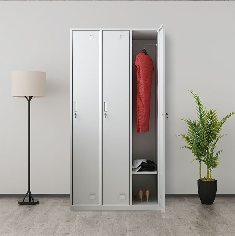 柜员工柜储物柜钢制铁皮柜健身房浴室游泳馆换衣柜鞋柜3门更衣柜整装