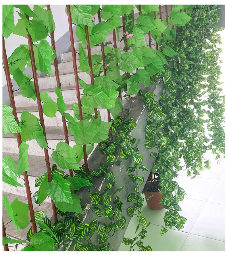 仿真花藤条仿真葡萄叶吊顶绿叶装饰树叶绿植物假花藤条塑料管道藤蔓