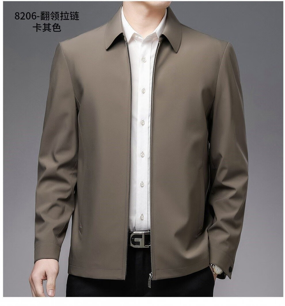 羽俙碧抖音同款骄子商务休闲男装中老年春款蓝色翻领防风短夹克娇子