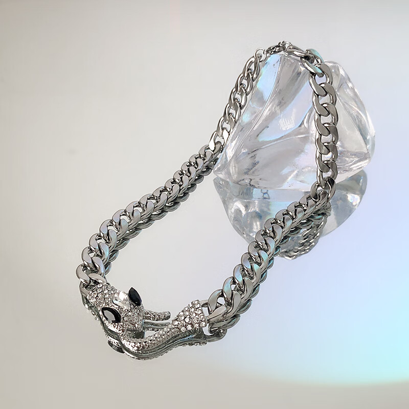 高瑞品质蛇形金属水钻暗黑项链女夏潮酷设计感锁骨链冷淡风颈链嘻哈送