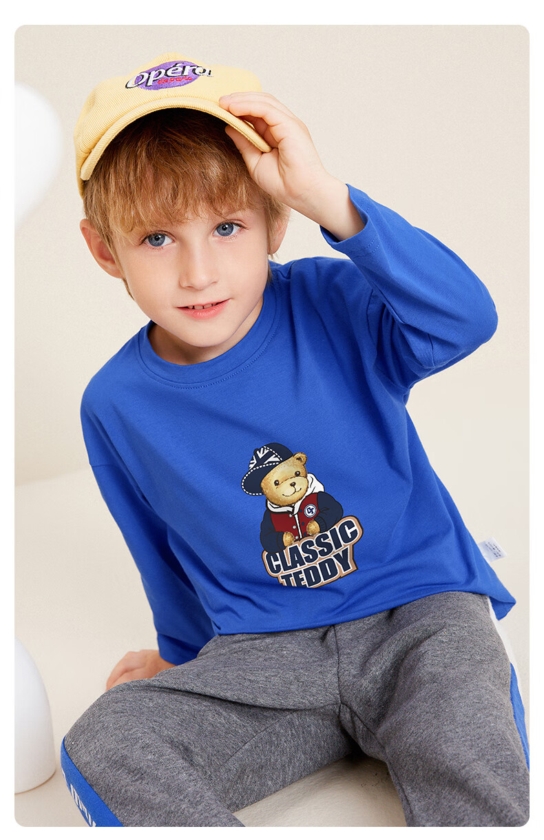 精典泰迪classic teddy童装儿童长袖t恤男童上衣宝宝假两件衣服女童