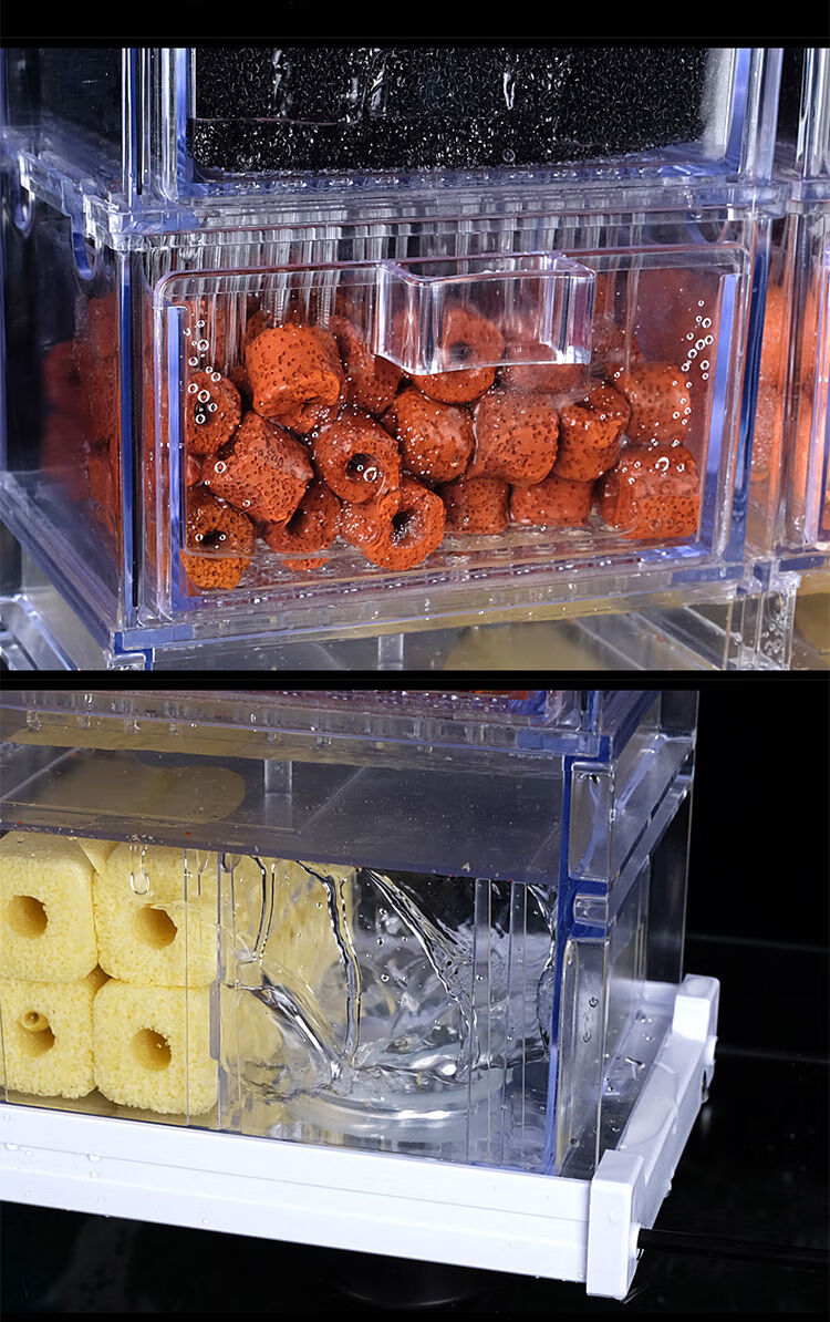 鱼缸过滤器循环滴流盒抽屉式鱼池加厚型上置上部净水过滤器设备 三层6