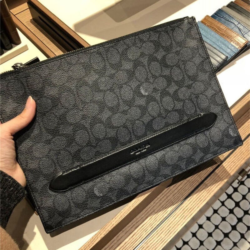 coach蔻驰男包经典logo印花手拿包男礼物钱包大手包拉链钱夹手男包f7