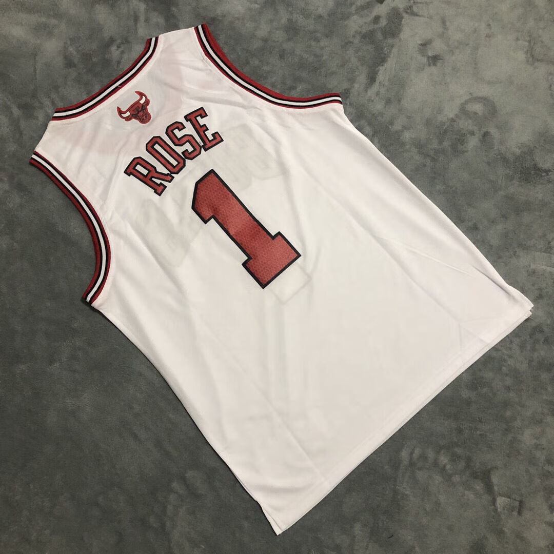 罗斯1号复古篮球服男公牛运动球衣休闲训练背心圆领上衣宽松刺绣 罗斯