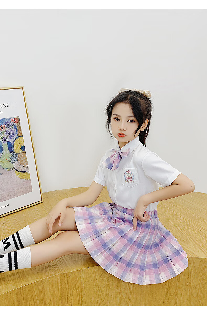 捡漏价女童jk裙校园小学生套装夏季时髦洋气儿童连衣裙装制l服百褶裙