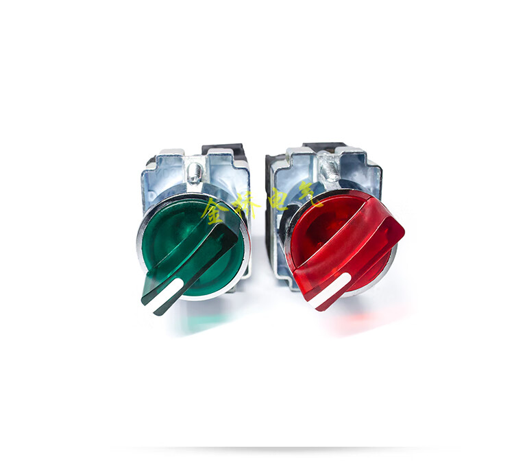 金属带灯旋钮xb2be101c二档红绿带灯自锁旋钮开关24v220vbk13363绿3档