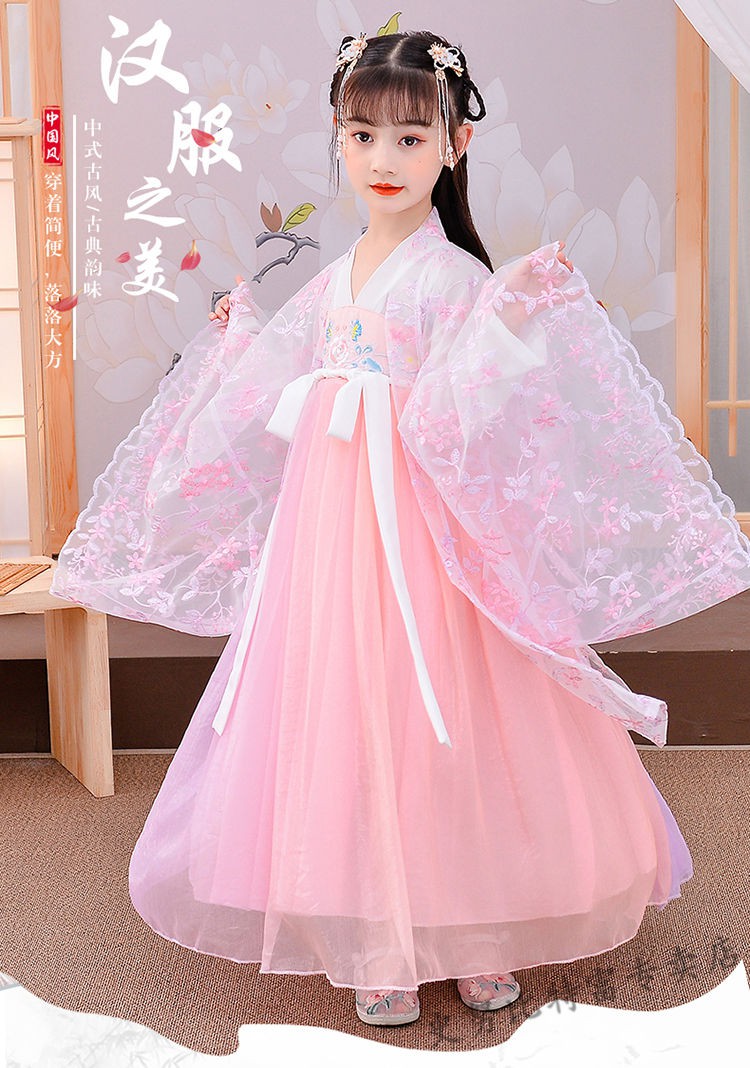 史努比童装女童连衣裙夏季儿童公主裙女童汉服连衣裙儿童古装仙女中国