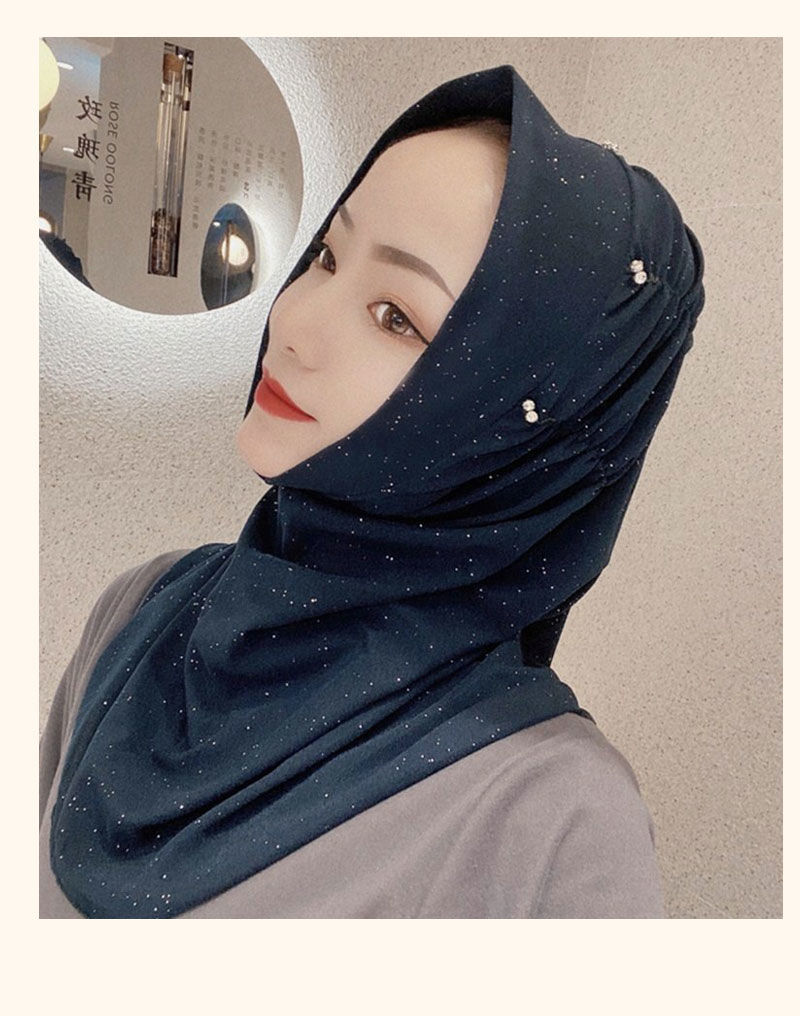 欧倩姗新品回族女人的套头纱巾头巾新款回族女士头巾褶皱直通头套纱巾