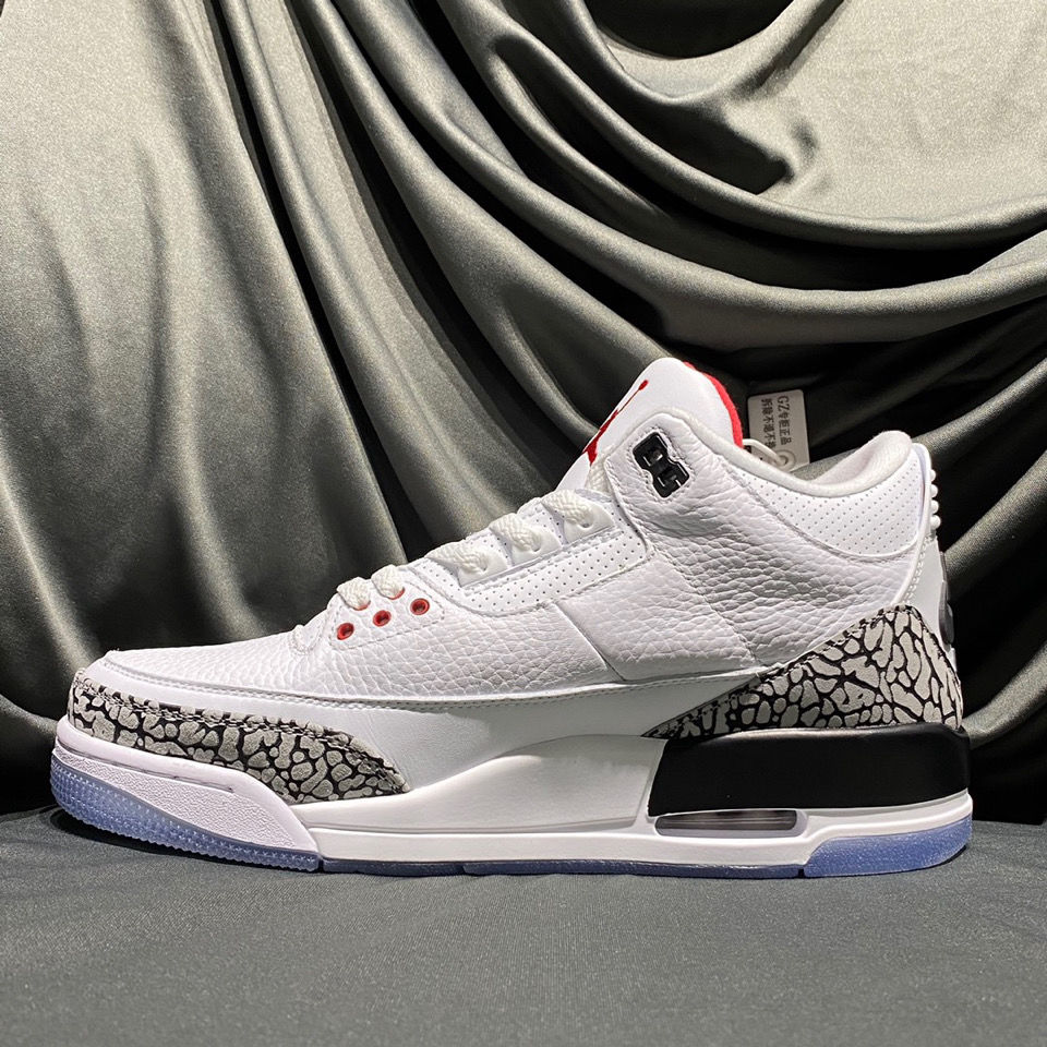 耐克aj3纯质实拍白水泥水晶底男女休闲运动鞋学生情侣百搭高帮sifbey