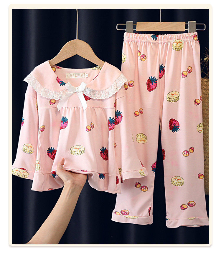 militu儿童睡衣女春秋夏季新款卡通娃娃款长袖长裤中大童宝宝套装公主