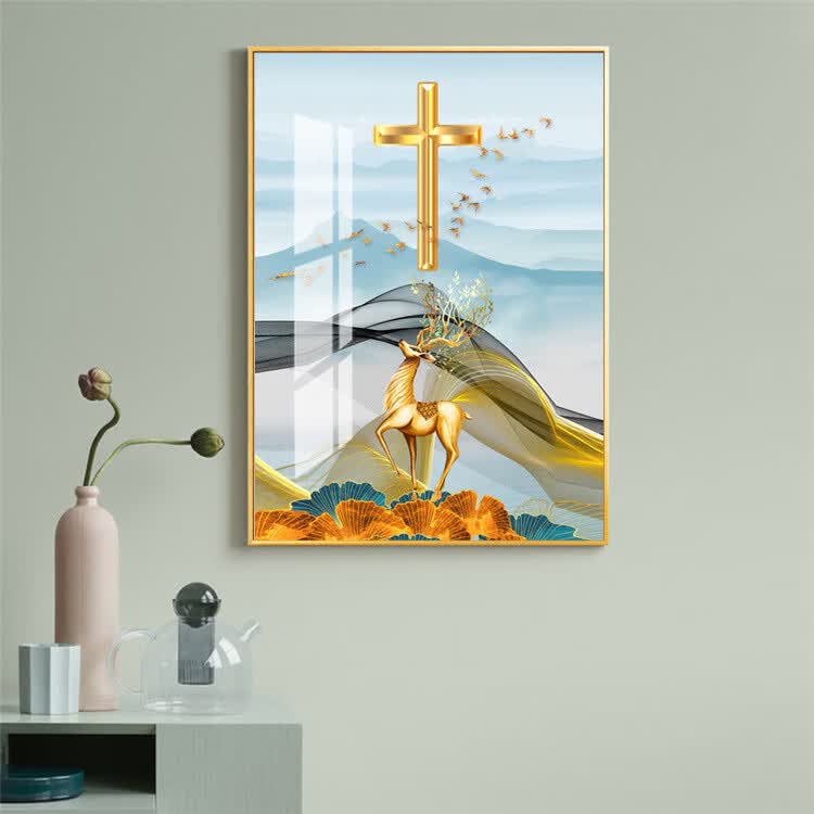十字架墙壁装饰 基督教十字架装饰画客厅沙发背景墙壁画北欧现代挂画