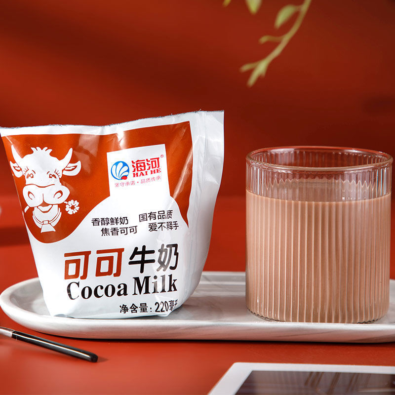 海河牛奶220ml10袋装整箱巧克力可可椰子风味牛奶学生营养早餐奶天津