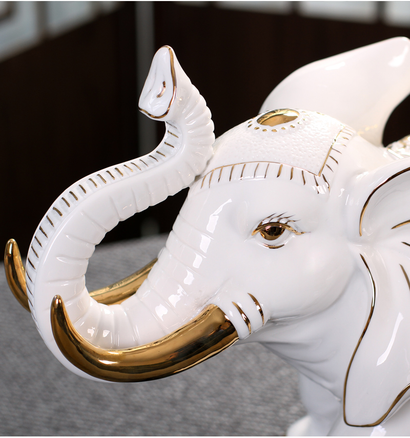 先赞装饰摆件陶瓷白瓷大象摆件吉祥如意象客厅玄关电视柜家居摆设吉祥