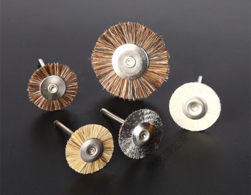 电磨猪鬃毛钢丝刷头抛光打磨轮除锈清理电动工具j钢丝小号t型一份10个