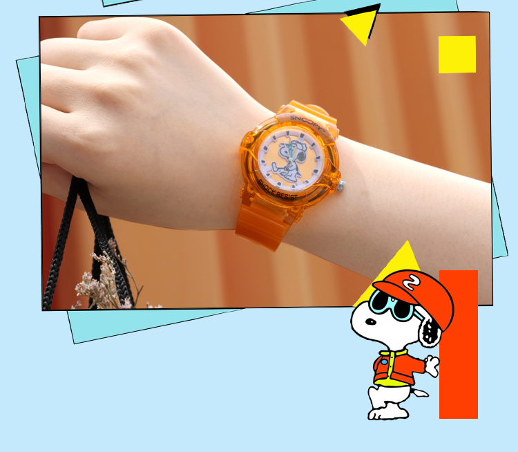 casio卡西欧同款联名史努比手表女简约可爱风卡通防水指针式电子表玫