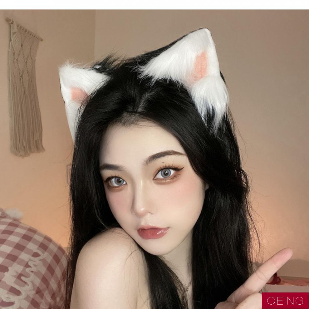 oeing猫耳朵头饰女夏兽耳发箍狐狸发夹cos猫咪兔夹子发饰情趣发卡黑色
