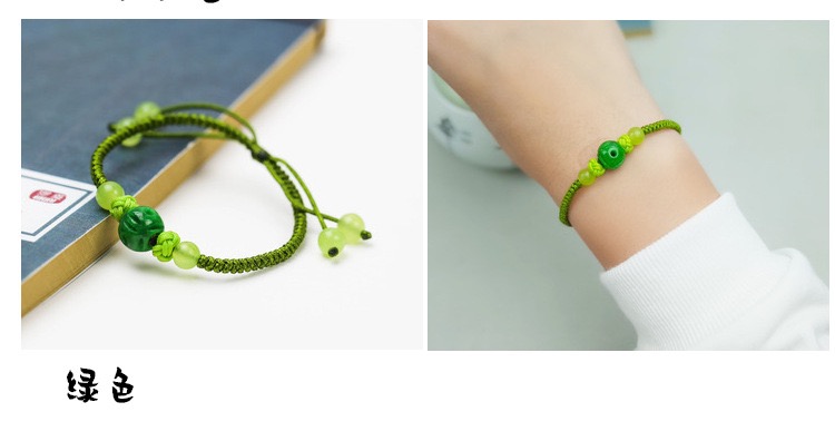 琴韵诗手工半成品手绳简约蛇结玛瑙手绳可穿珠子平安扣手编手链宝蓝色