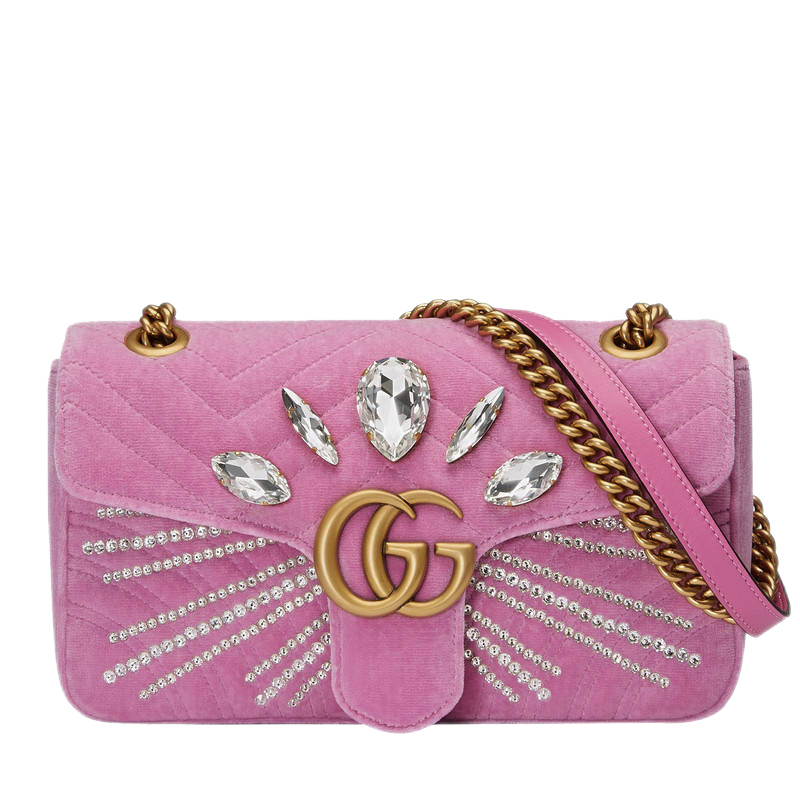 情人节礼物gucci古驰粉色丝绒marmont斜挎包礼物粉红色26cm
