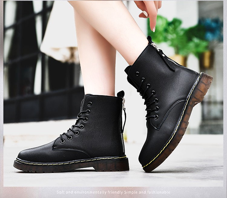 西域骆驼女鞋马丁靴女高帮短筒短皮靴女靴子粗跟厚底靴xyltyanyw2020