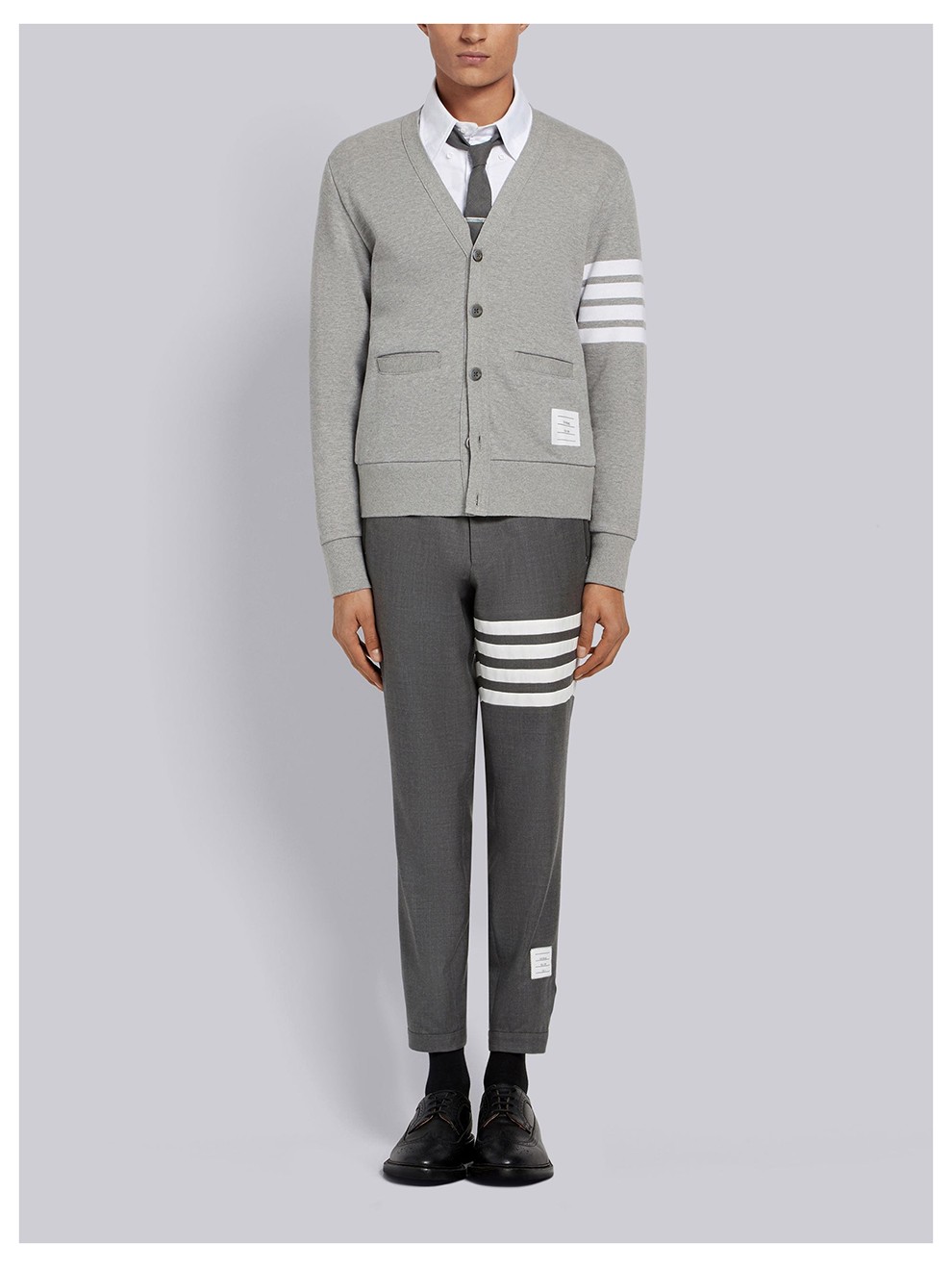 thom browne 汤姆布朗 男女通用棉质经典四条纹v领开衫针织衫 mjt167a