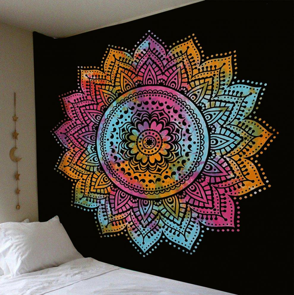 澜布坊粉色曼陀罗挂毯印度壁挂装饰民族风家居波西米亚挂布墙毯21150x