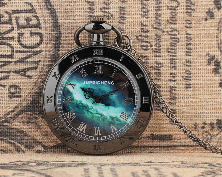 复古无翻盖直板浩瀚宇宙梦幻星空怀表罗马字男女黑色天空蓝色黑直板
