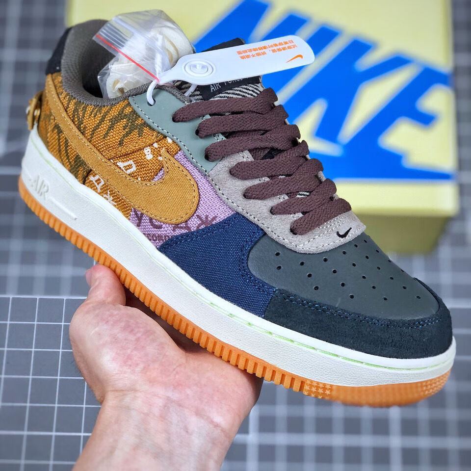 新款travis scott x air af1 ts联名斯科特鬼脸空军一号男女板鞋 黑色