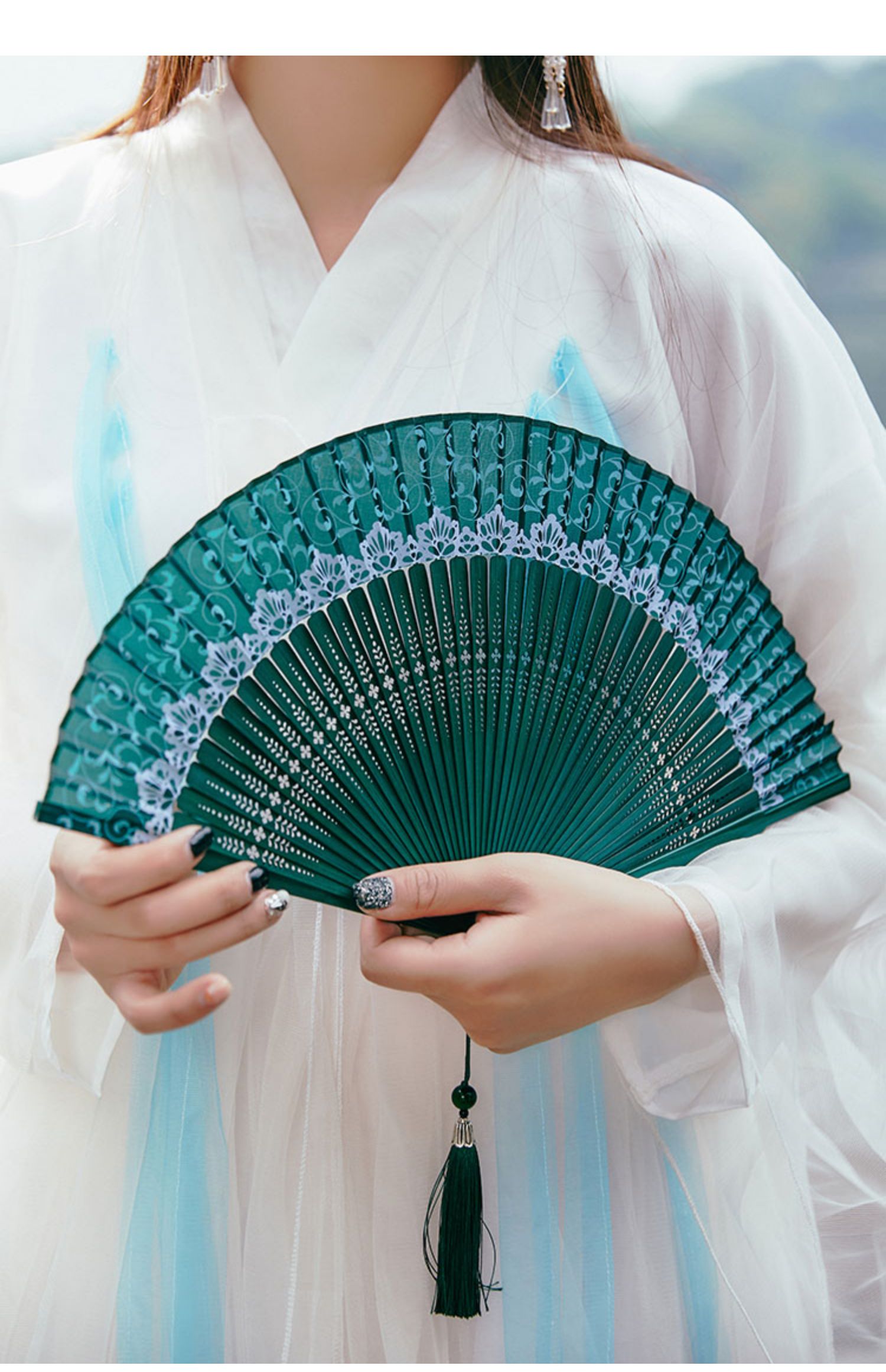 古风女式旗袍扇子汉服随身小折扇儿童古装中国风古典舞蹈折叠扇竹樱花