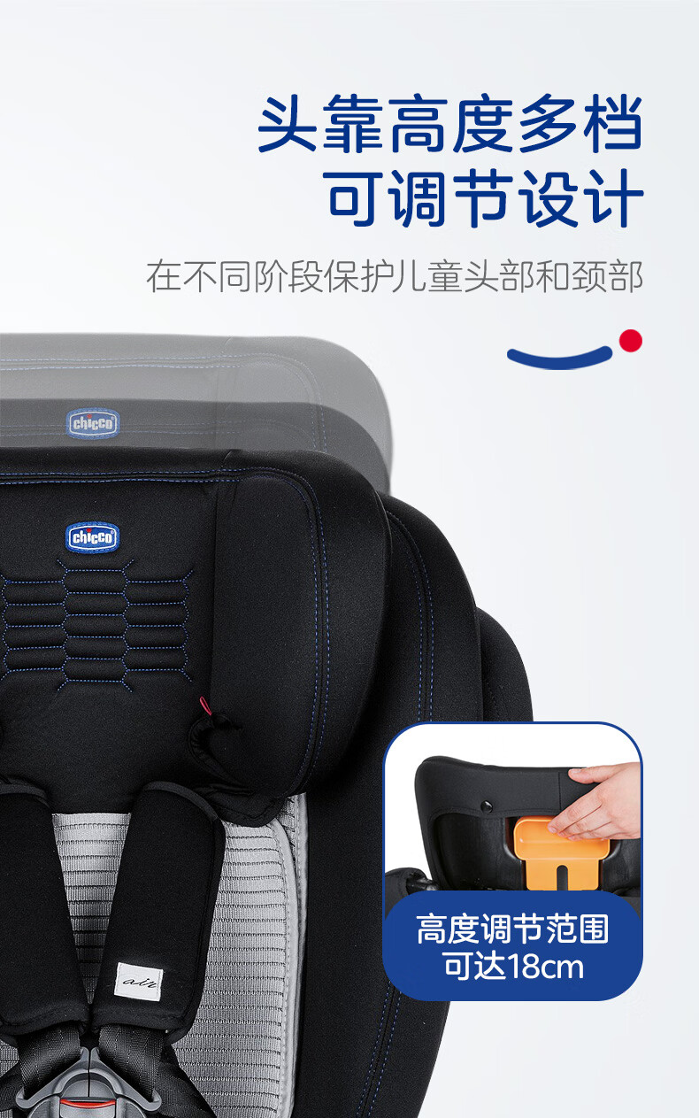 chicco智高unicoplus婴儿安全座椅012岁儿童车载汽车用可旋转石榴红