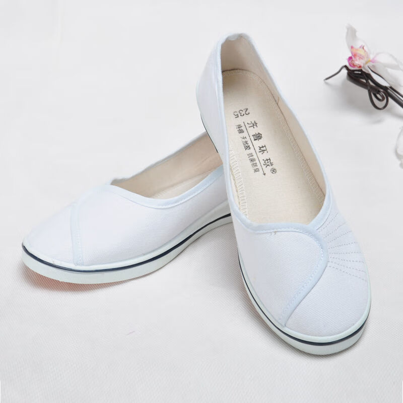 潮飘雅@护士女春秋白色坡跟护士美容师工作医院增高牛筋底防滑女联名