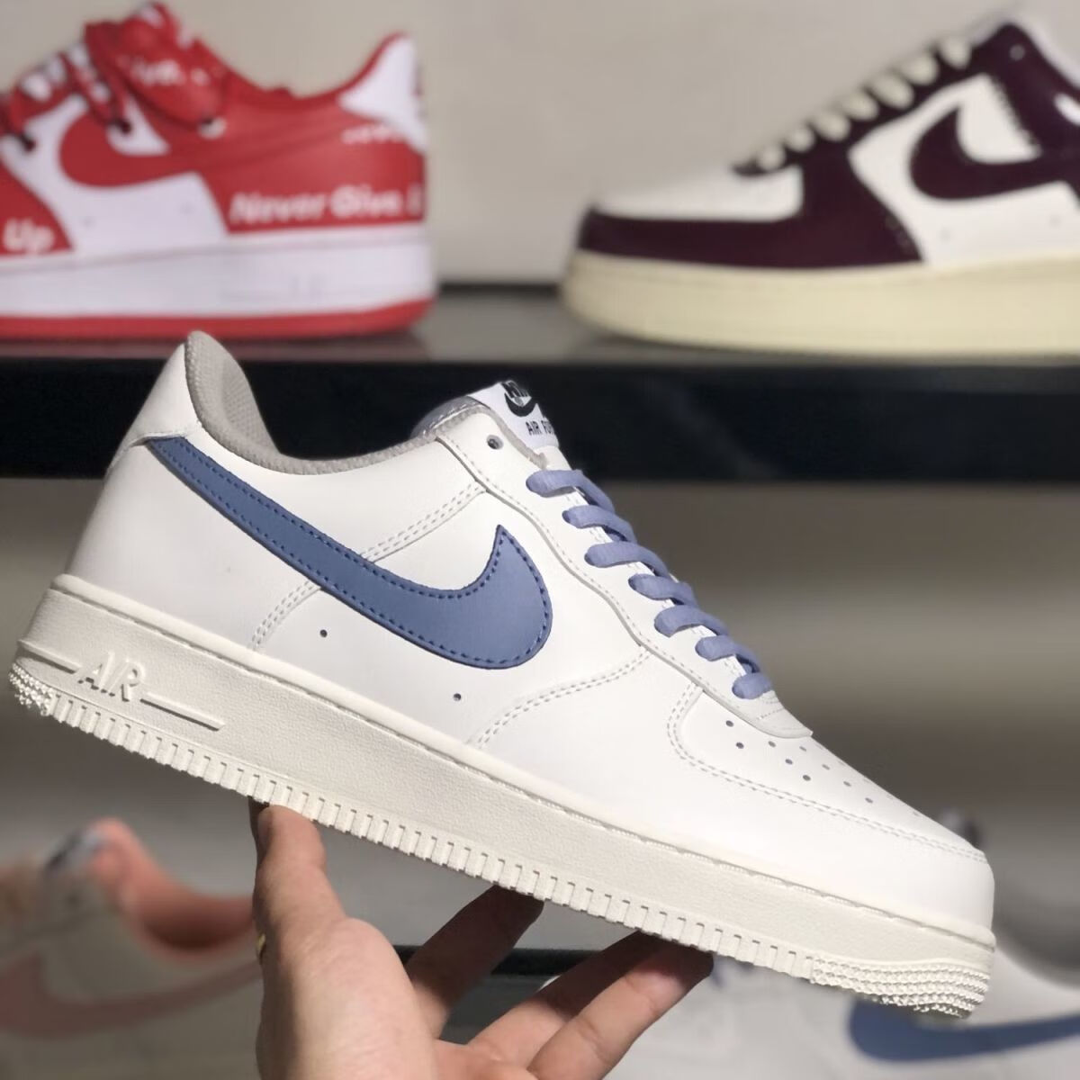 耐克公司级 air fce low 07 雾霾蓝 空军一号低帮运动休闲百搭板鞋