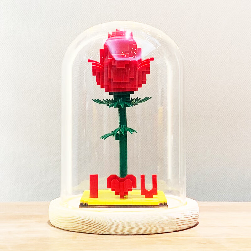 乐高lego心形玫瑰花积木七夕女孩拼装立体爱心情人节求婚表白情人节
