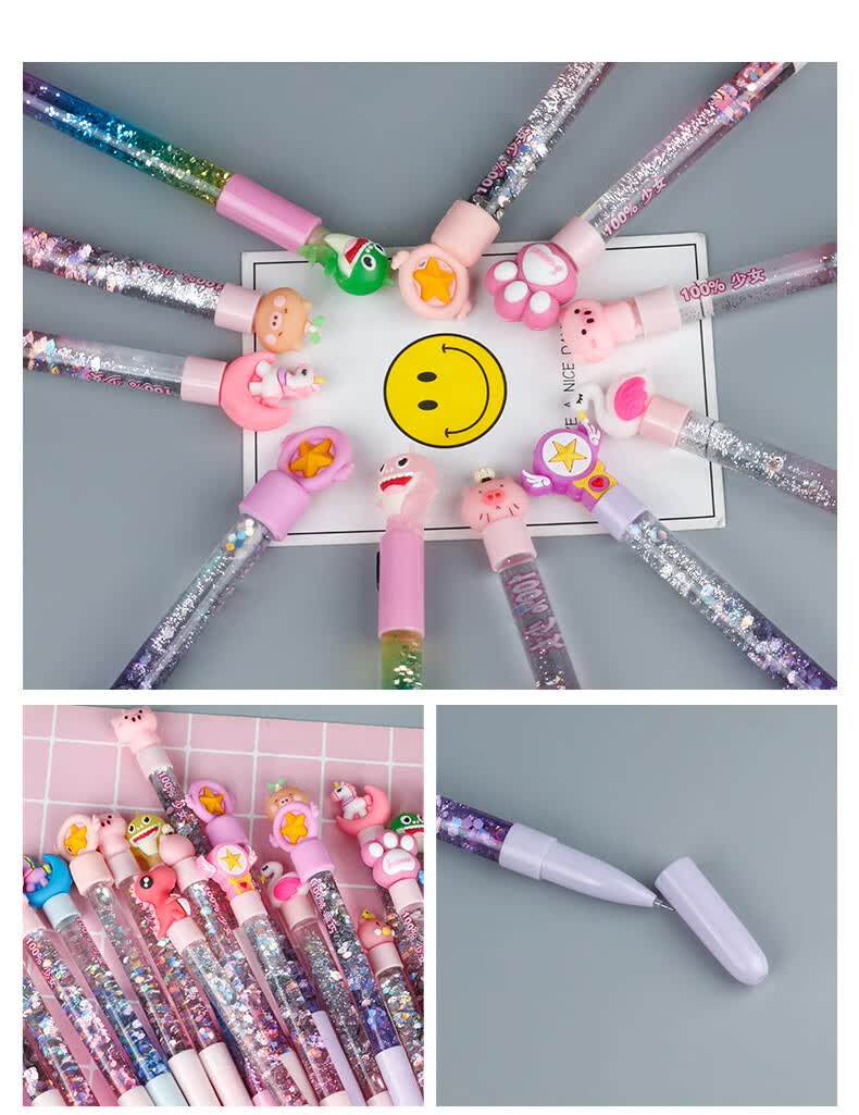 细雨阁炫彩流沙笔小清新好看又好玩的小学生奖品仙女中性笔学生奖品