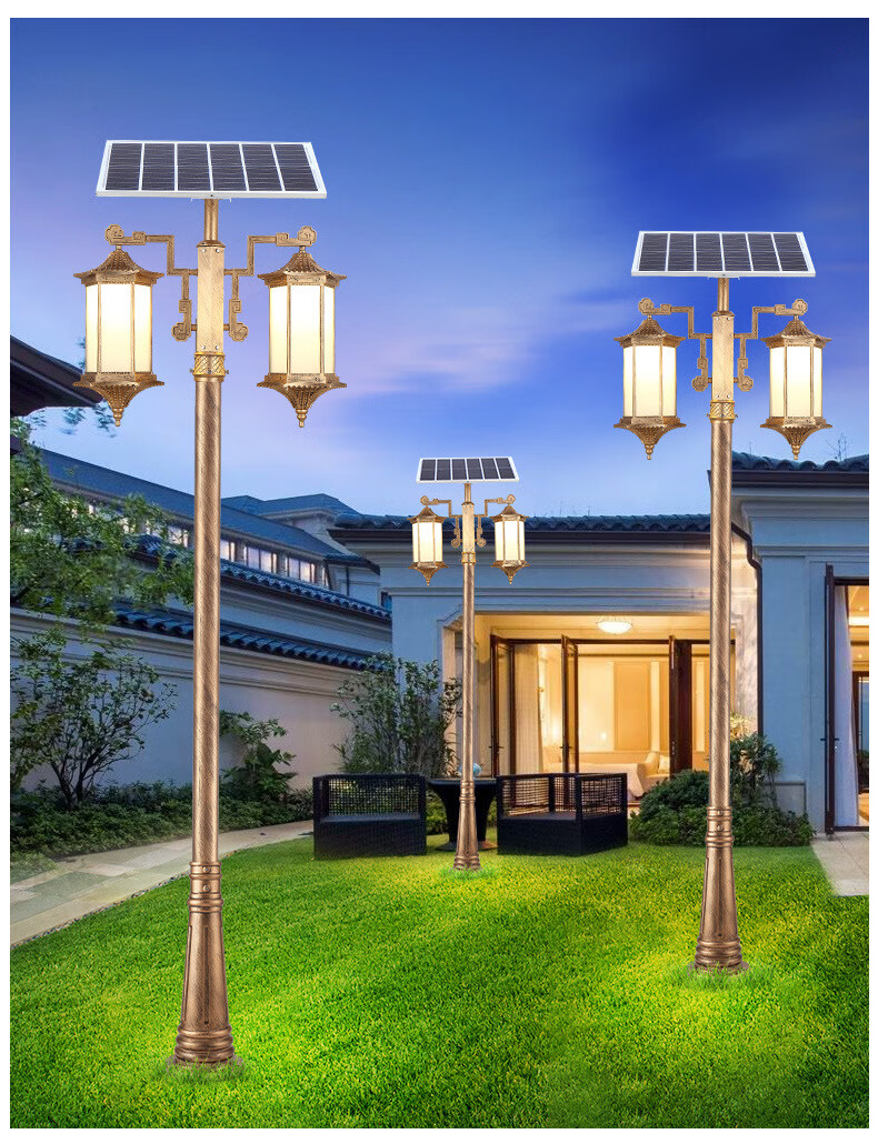 安达通太阳能灯led亮户外防水家用小区花园别墅新农村庭院3米高杆路灯