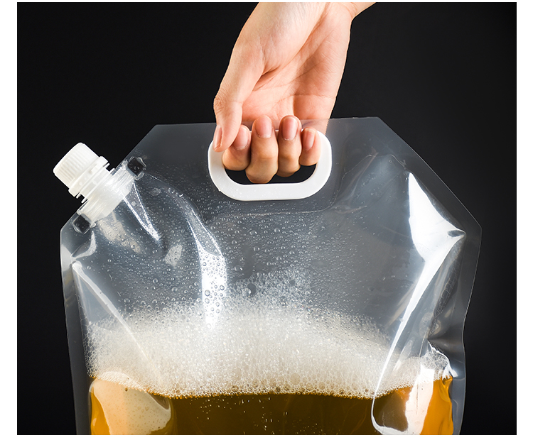 自立吸嘴袋 液体袋加厚啤酒外卖袋子 一次性火锅汤底袋 透明3l 斜口