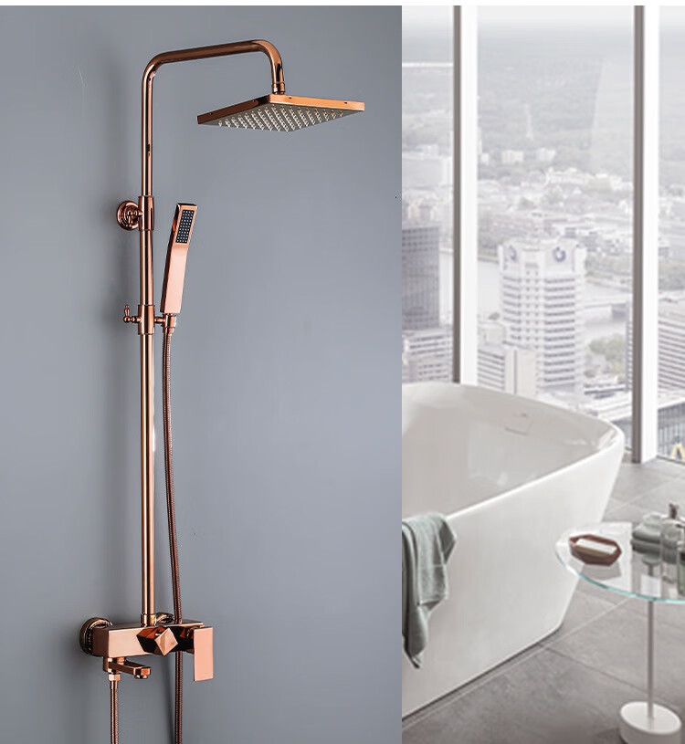 杜拉维特花洒全铜金色恒温金色花洒套装钛金黄铜数显淋浴套装沐浴玫瑰