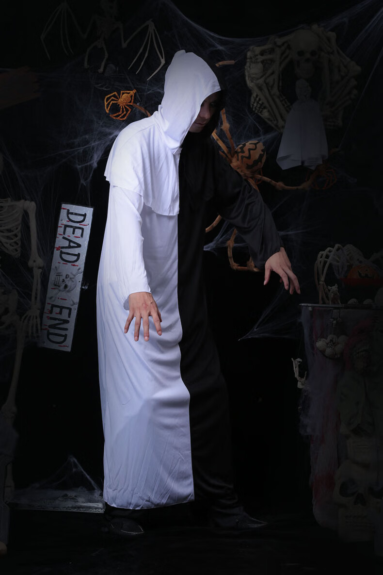 黑白无常cos万圣节服装cospy成人女恐怖黑白无常道士衣服清朝僵尸幽灵