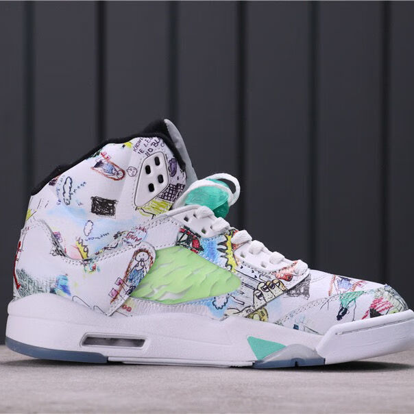 aj5纯原级涂鸦联名高帮乔5男女情侣休闲运动鞋学生流行百搭板鞋 涂鸦