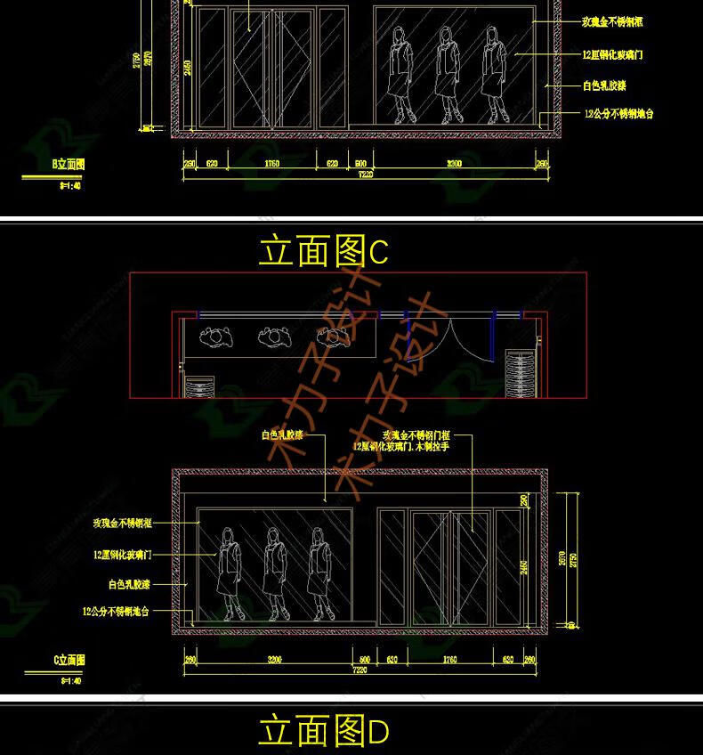 服装店专卖店cad施工图3d效果图库平面图鞋店展示厅设计方案素材