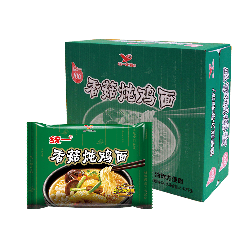 统一100香菇炖鸡面整箱装24包方便面袋装速食宵夜食品泡面 香菇炖鸡面