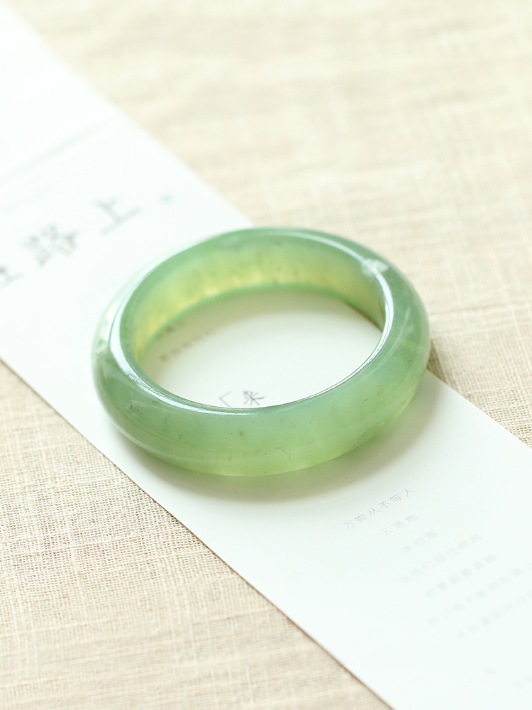 岫玉手镯保真辽宁冰种晴水天青冻180深层老料镯子一物一图透 24号180