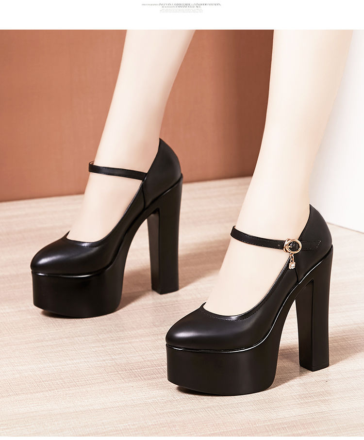 走秀高跟鞋高跟鞋走秀鞋女模特粗跟超高跟15cm厚底防水台漆皮舞台领舞