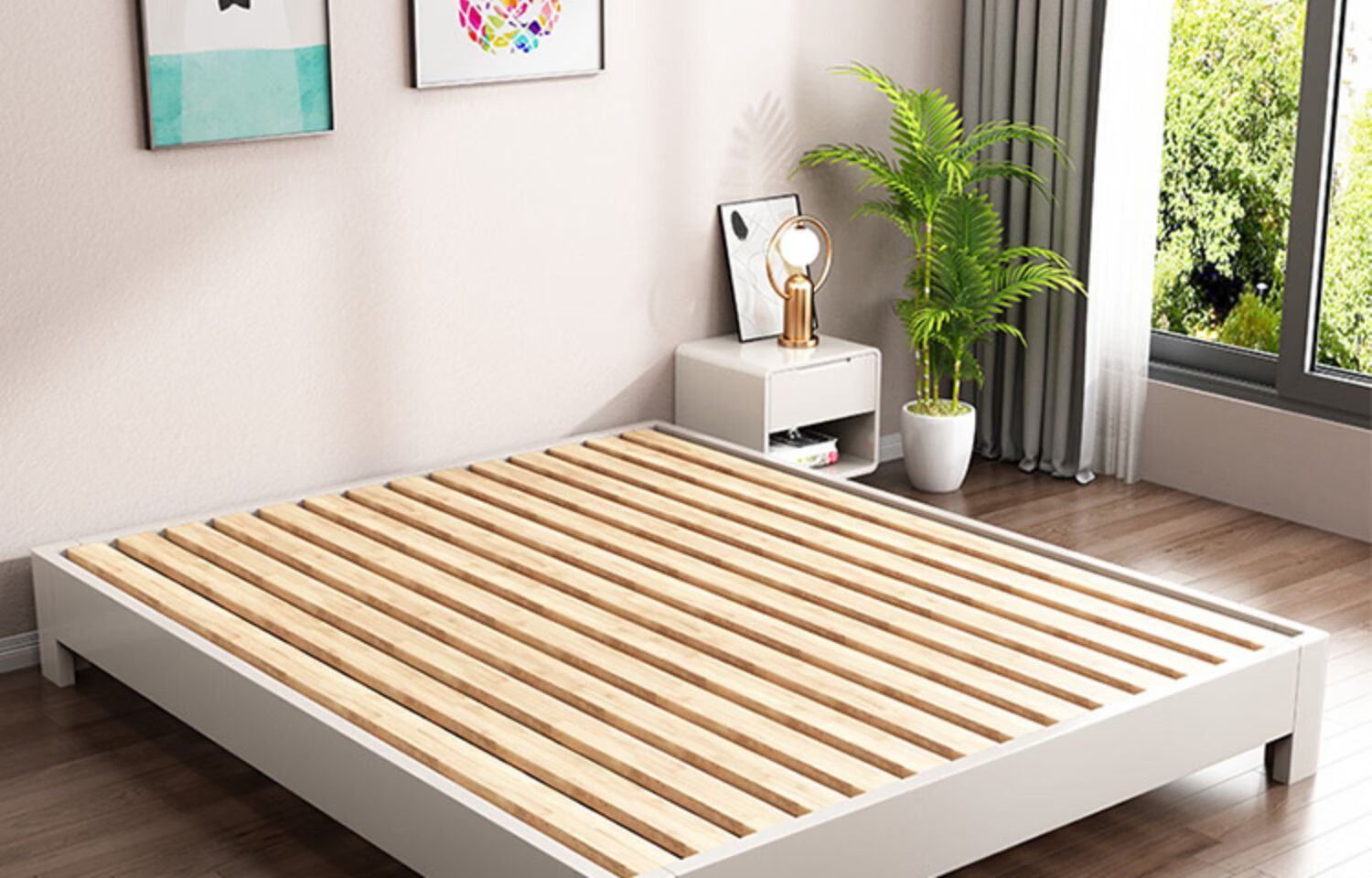 实木床架子排骨架简约无床头床1.2/1.5米尺寸可定制日式榻.