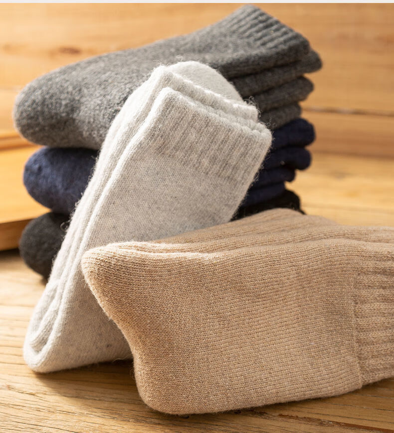 霏楚新品冬季毛线圈袜子加厚袜子男冬超厚仿羊毛袜特厚加绒中筒毛圈
