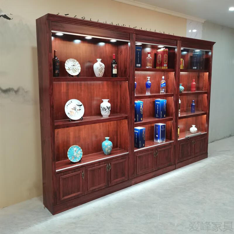 白酒柜 酒架悬挂 烟酒储物展示柜白酒隔断柜酒柜摆件轻奢灯带茶叶展柜