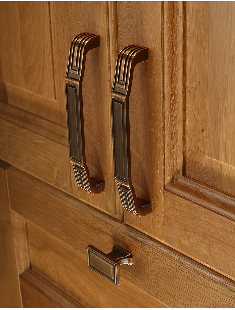 新中式衣柜门拉手抽屉仿古实木橱柜子门把手黄铜拉手单孔家具五金8009